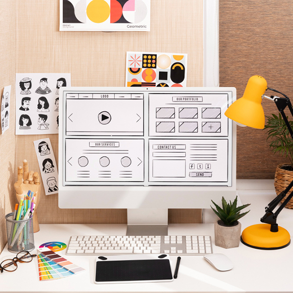 Mano sosteniendo teléfono con concepto de diseño mostrado